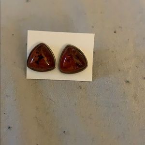 NEW Authentic Amber Gemstone Silver Studs
